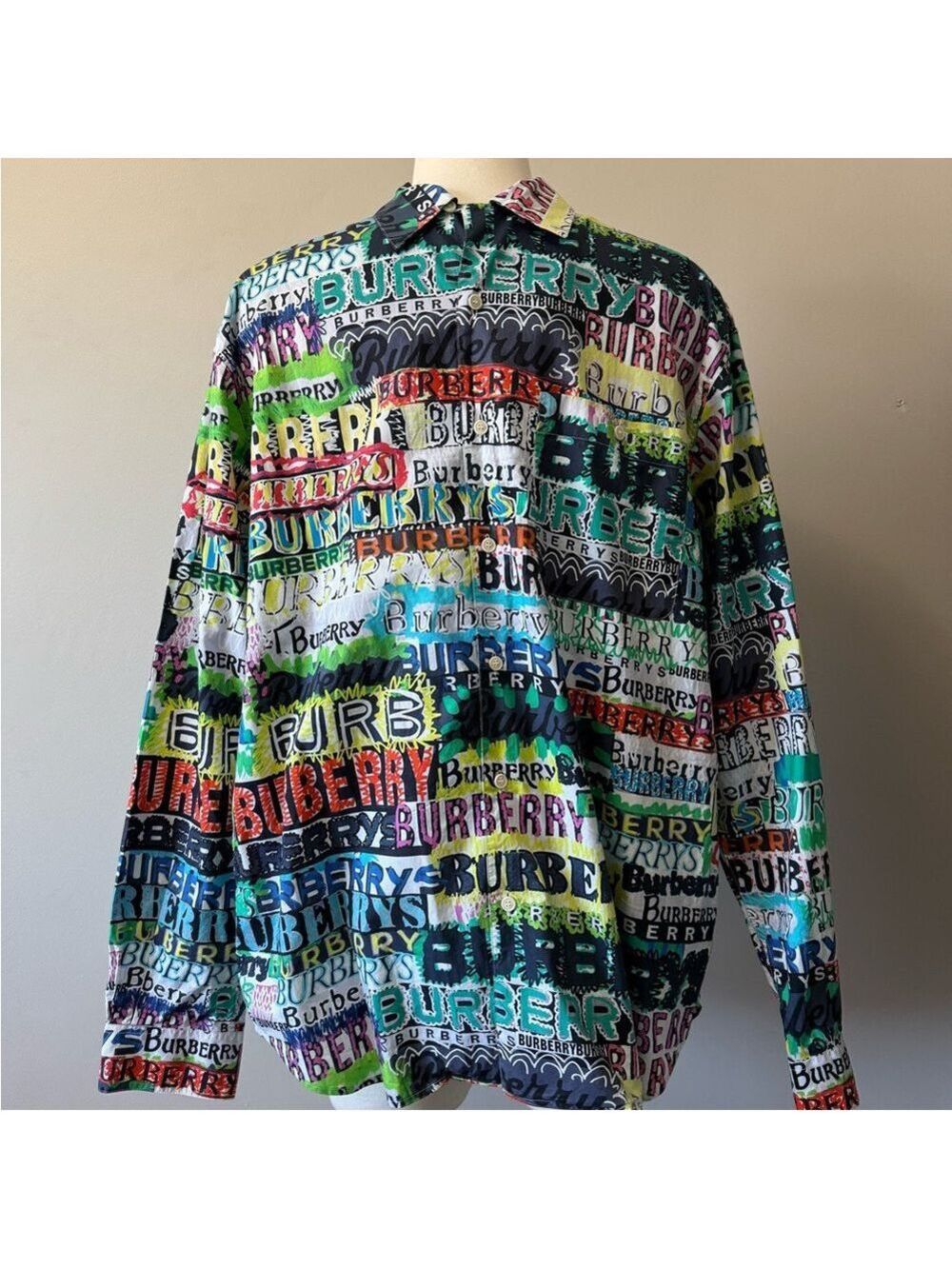 Burberry Multicolor  graffiti button down  unisex limited edition XL unisex